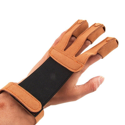 Fingers Pull Bow Leather Shooting Gloves